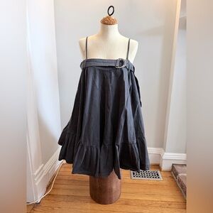 Free People Black Denim Mini Dress with Spaghetti Straps